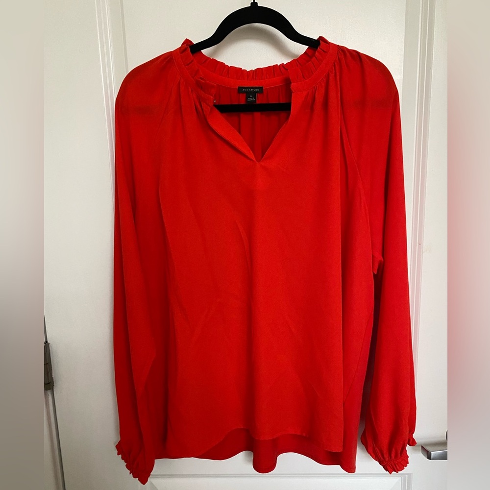 Ann Taylor Red-Orange Work Blouse | Size XL